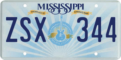 MS license plate ZSX344