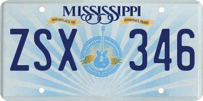 MS license plate ZSX346