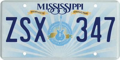 MS license plate ZSX347