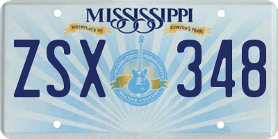 MS license plate ZSX348