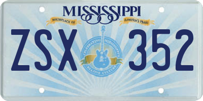 MS license plate ZSX352