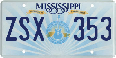 MS license plate ZSX353