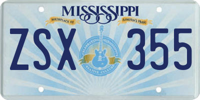 MS license plate ZSX355