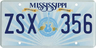 MS license plate ZSX356
