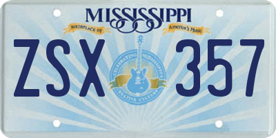 MS license plate ZSX357