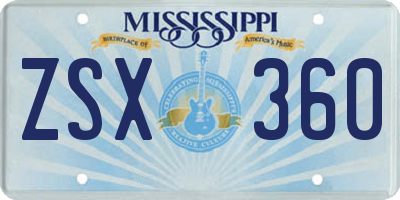 MS license plate ZSX360