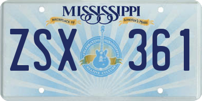 MS license plate ZSX361