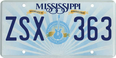 MS license plate ZSX363