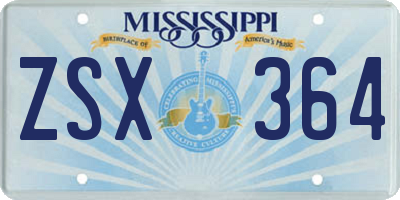 MS license plate ZSX364
