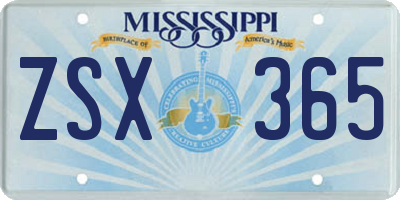 MS license plate ZSX365