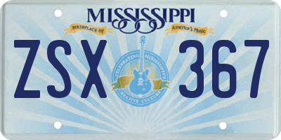 MS license plate ZSX367
