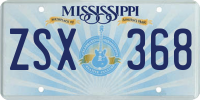 MS license plate ZSX368
