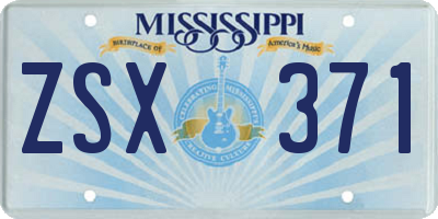 MS license plate ZSX371