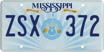 MS license plate ZSX372