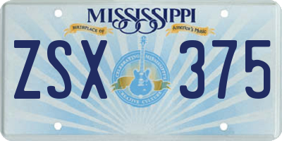MS license plate ZSX375