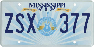 MS license plate ZSX377