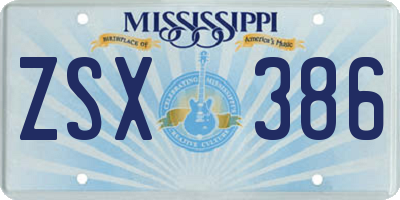 MS license plate ZSX386