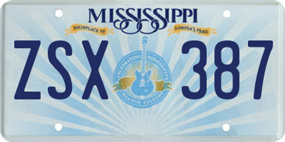 MS license plate ZSX387