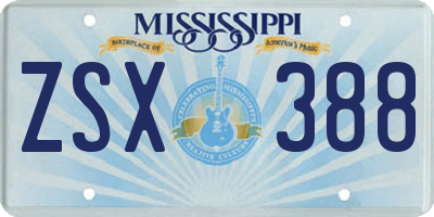 MS license plate ZSX388