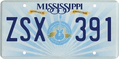 MS license plate ZSX391