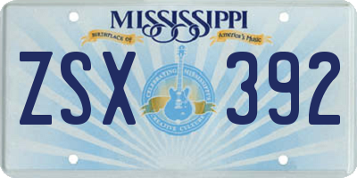 MS license plate ZSX392