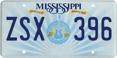 MS license plate ZSX396