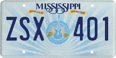 MS license plate ZSX401