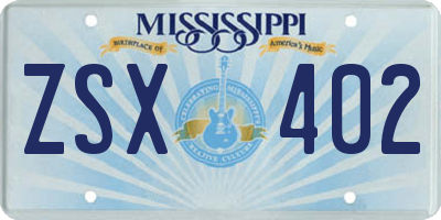 MS license plate ZSX402