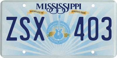MS license plate ZSX403