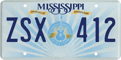 MS license plate ZSX412