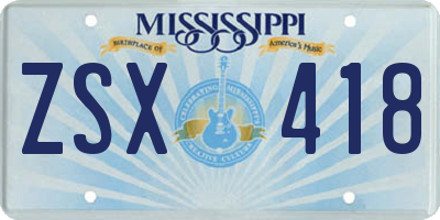 MS license plate ZSX418