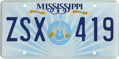 MS license plate ZSX419