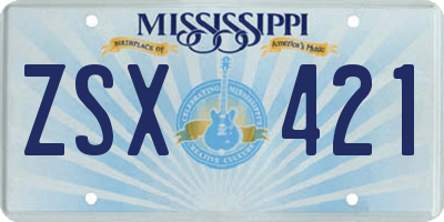 MS license plate ZSX421