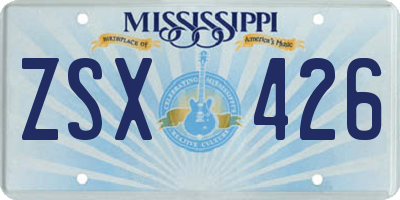 MS license plate ZSX426