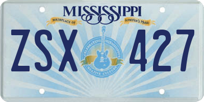 MS license plate ZSX427