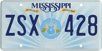 MS license plate ZSX428
