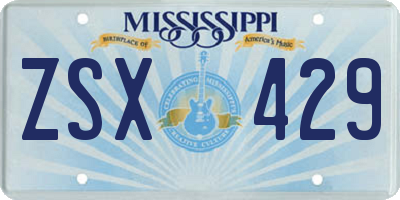 MS license plate ZSX429