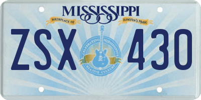 MS license plate ZSX430