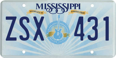 MS license plate ZSX431