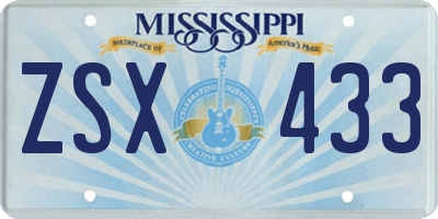 MS license plate ZSX433