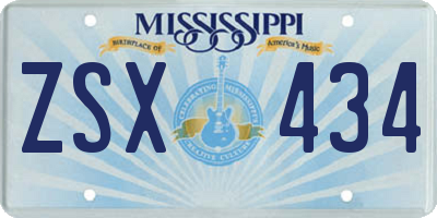 MS license plate ZSX434