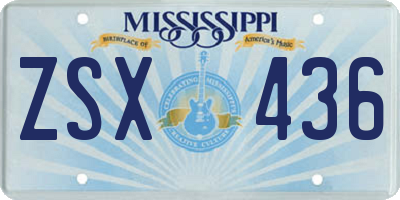 MS license plate ZSX436