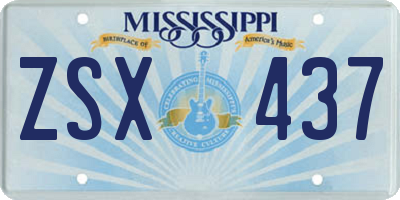 MS license plate ZSX437