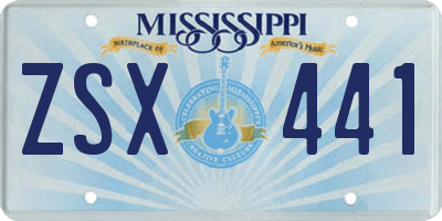 MS license plate ZSX441