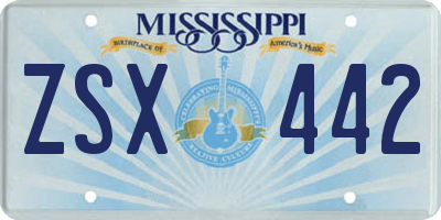 MS license plate ZSX442