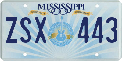 MS license plate ZSX443