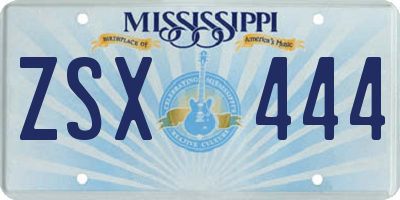 MS license plate ZSX444