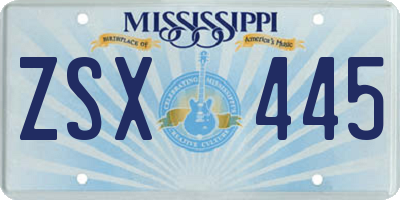 MS license plate ZSX445