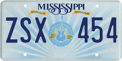 MS license plate ZSX454