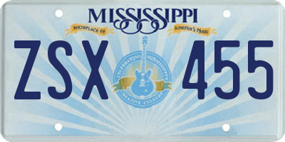 MS license plate ZSX455